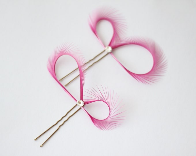 Hot Pink Hair Pins, Pink Hair Accessories, Bridal Fascinators, Bridesmaids Gift, Bridal Party Gift, Pantone 2023