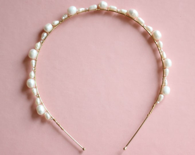 Pearl Headband Bridal Pearl Headpiece for Wedding Freshwater Pearl Headband Wedding Pearl Head Piece for Bride