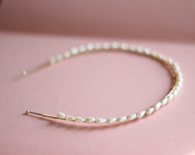 Pearl Headband Freshwater Pearl Headband Bridal Headpiece with Pearls Wedding Pearl Hairband for Bride