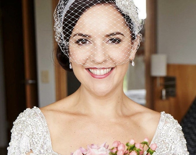 Birdcage Veil Bridal Short Bandeau Veil Civil Ceremony Wedding Headpiece Courthouse Veil Elopement