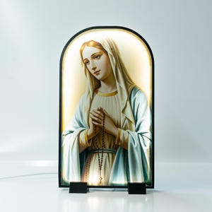 Virgin Mary Night Stand USB Lamp. 9.5&quot; Height by 5.5&quot; Width.