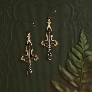 art nouveau boho filigree vintage charm black cubic zirconia teardrop earrings