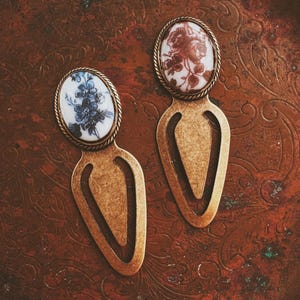 porcelain. a Victorian vintage floral cameo brass bookmark