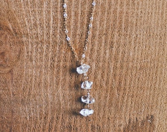 cascade. a herkimer diamond drop and 14k gold filled necklace.