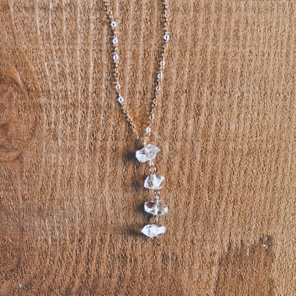 cascade. a herkimer diamond drop and 14k gold filled necklace.