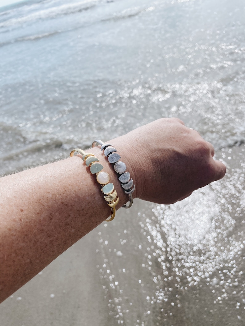 moon glow. a bohemian moonstone celestial moon phase adjustable cuff in gold or silver image 7