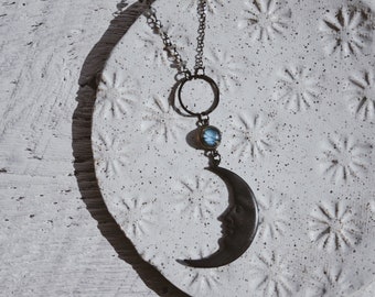 lilith. a bohemian celestial labradorite and black moon necklace