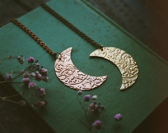 lunar garden. a bohemian floral crescent moon statement necklace.