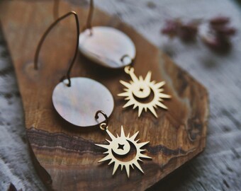 luminance. a pair of celestial abalone earrings