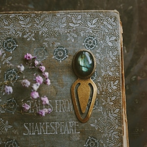 portal. a labradorite and brass vintage style bookmark image 1