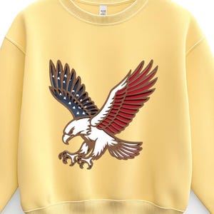 アメリカ国旗を掲げるハクトウワシ | デジタルダウンロード | 愛国心、独立記念日、スプラッターペイント、昇華転写