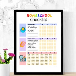Editable Homeschool Checklist Homeschool Weekly Calendar Printable Homeschool Checklist With Digital Download Daily Schedule For Kids