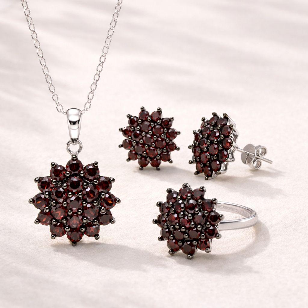 925 Placcato Argento Rosso Gemma Collane Orecchini Anello Braccialetto 925 Placcato Argento Rosso Gemma Collane Orecchini Anello Braccialetto