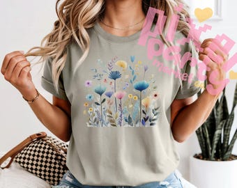Spring Floral Clipart PNG, Watercolor Flower Bouquet, Wildflower Clip Art, Spring PNG for Shirts, Spring Flowers Sublimation