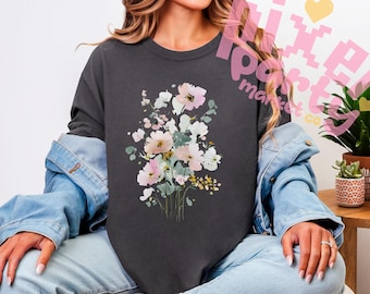 Spring Floral Bouquet Clipart PNG, Watercolor Flowers PNG, Spring Wildflower Digital Download, Clip Art for Shirts Mugs Crafts