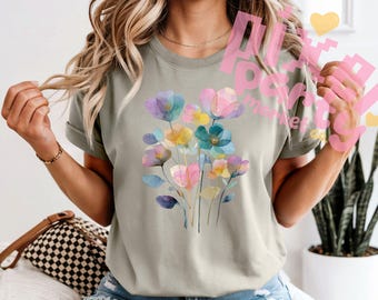 Spring Floral Clipart PNG, Watercolor Flower Bouquet, Wildflower Clip Art, Spring PNG for Shirts Mugs Crafts, Digital Download