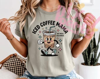 PNG de Mamãe do Café Gelado, Desenho Engraçado de Mamãe do Café, Clipart Fofo de Café Retrô, Design para Sublimação de Amante de Café