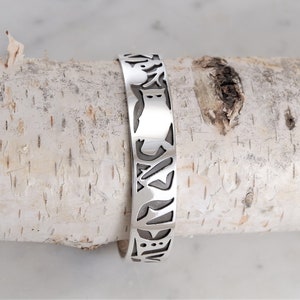 Owl Totem Sterling Silver Cuff Bracelet with Owl Design Cuff Bracelet Owl Sterling Silver Handmade Owl by Thunder Sky Jewelry Philip Troyer NO accent stone