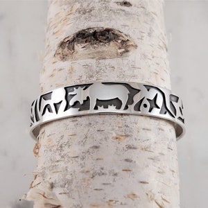 Moose Totem Sterling Silver Cuff Bracelet with Moose Design Cuff Bracelet Sterling Silver Handmade by Thunder Sky Jewelry Philip Troyer NO accent stone