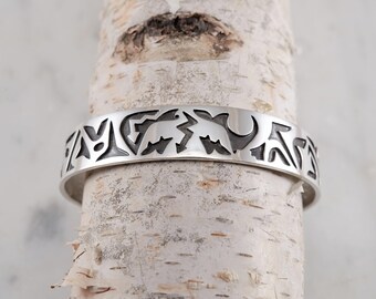 Thunder Bird Totem Sterling Silver Cuff Bracelet Thunder Bird Design Bracelet Sterling Silver Handmade Thunder Sky Jewelry Philip Troyer