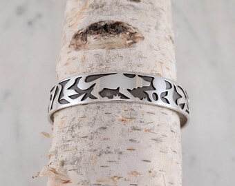 Wolf Totem Sterling Silver Cuff Bracelet with Wolf Design Cuff Bracelet Sterling Silver Wolf Handmade by Thunder Sky Jewelry Philip Troyer