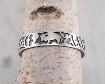 Buffalo Totem Sterling Silver Cuff Bracelet with Bison Design Cuff Bracelet Sterling Silver Handmade by Thunder Sky Jewelry Philip Troyer