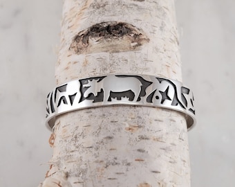 Moose Totem Sterling Silver Cuff Bracelet with Moose Design Cuff Bracelet Sterling Silver Handmade by Thunder Sky Jewelry Philip Troyer
