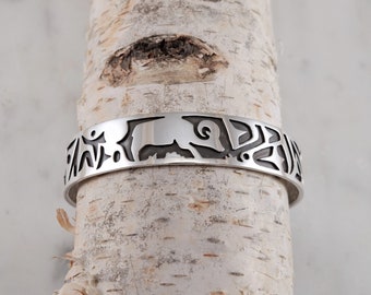 Bighorn Sheep Totem Sterling Silver Cuff Bracelet with Ram Design Cuff Bracelet Sterling Silver Handmade Thunder Sky Jewelry Philip Troyer