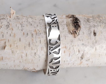 Owl Totem Sterling Silver Cuff Bracelet with Owl Design Cuff Bracelet Owl Sterling Silver Handmade Owl by Thunder Sky Jewelry Philip Troyer