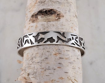 Fox Totem Sterling Silver Cuff Bracelet with Fox Design Fox Cuff Bracelet Sterling Silver Fox Handmade by Thunder Sky Jewelry Philip Troyer