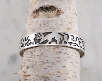 Deer Totem Sterling Silver Cuff Bracelet with Stag Design Cuff Bracelet Sterling Silver Handmade by Thunder Sky Jewelry Philip Troyer