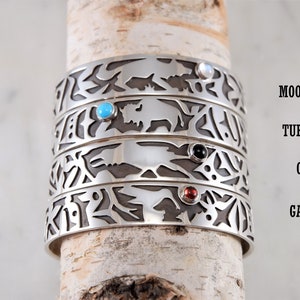 Moose Totem Sterling Silver Cuff Bracelet with Moose Design Cuff Bracelet Sterling Silver Handmade by Thunder Sky Jewelry Philip Troyer image 5