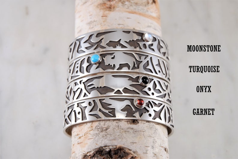 Moose Totem Sterling Silver Cuff Bracelet with Moose Design Cuff Bracelet Sterling Silver Handmade by Thunder Sky Jewelry Philip Troyer image 5