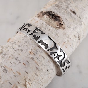 Moose Totem Sterling Silver Cuff Bracelet with Moose Design Cuff Bracelet Sterling Silver Handmade by Thunder Sky Jewelry Philip Troyer image 3
