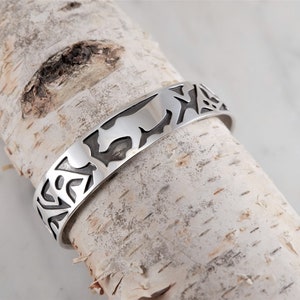 Mountain Lion Cougar Totem Sterling Silver Bracelet Handmade Mountain Lion Cuff Bracelet Sterling Silver Thunder Sky Jewelry Philip Troyer image 3