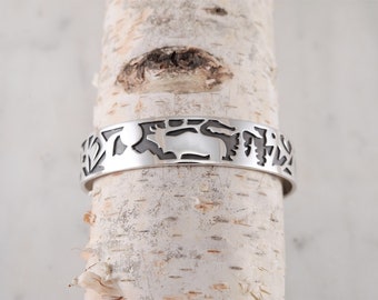 Elk Totem Sterling Silver Cuff Bracelet with Elk Design Elk Cuff Bracelet Sterling Silver Elk Handmade by Thunder Sky Jewelry Philip Troyer