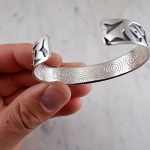 Owl Totem Sterling Silver Cuff Bracelet with Owl Design Cuff Bracelet Owl Sterling Silver Handmade Owl by Thunder Sky Jewelry Philip Troyer image 9