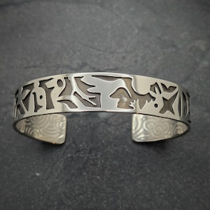 Hummingbird Totem Sterling Silver Cuff Bracelet Hummingbird Cuff Bracelet Sterling Silver Handmade by Thunder Sky Jewelry Phil Troyer