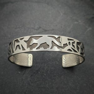 Fox Totem Sterling Silver Cuff Bracelet with Fox Design Fox Cuff Bracelet Sterling Silver Fox Handmade by Thunder Sky Jewelry Phil Troyer