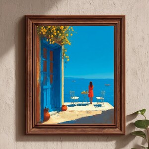 Mediterranean Coastal Wall Art – Blue Door and Lemon Tree Poster ...