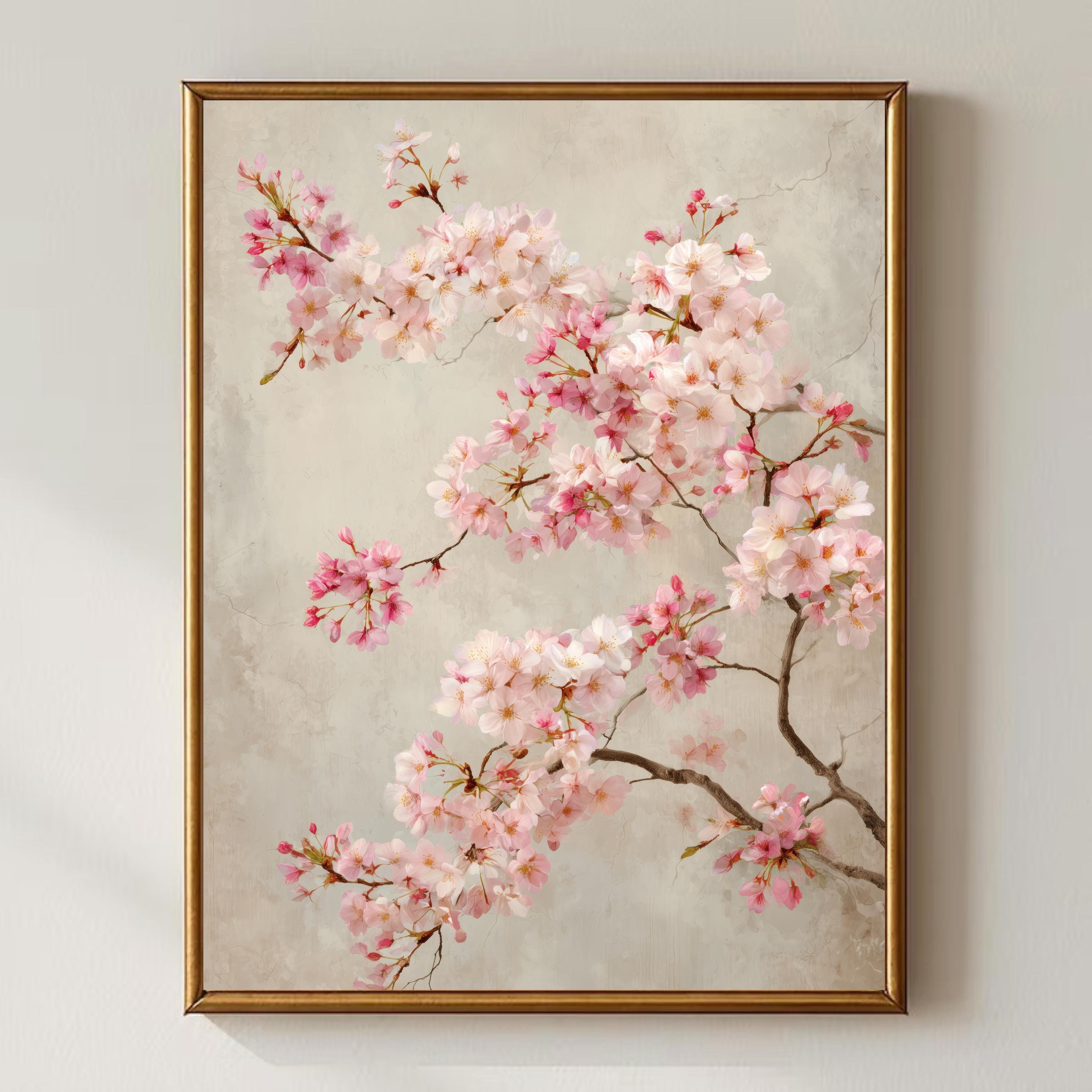 Elegant Sakura Blossom Wall Art, Japanese Cherry Flower Branch Print ...