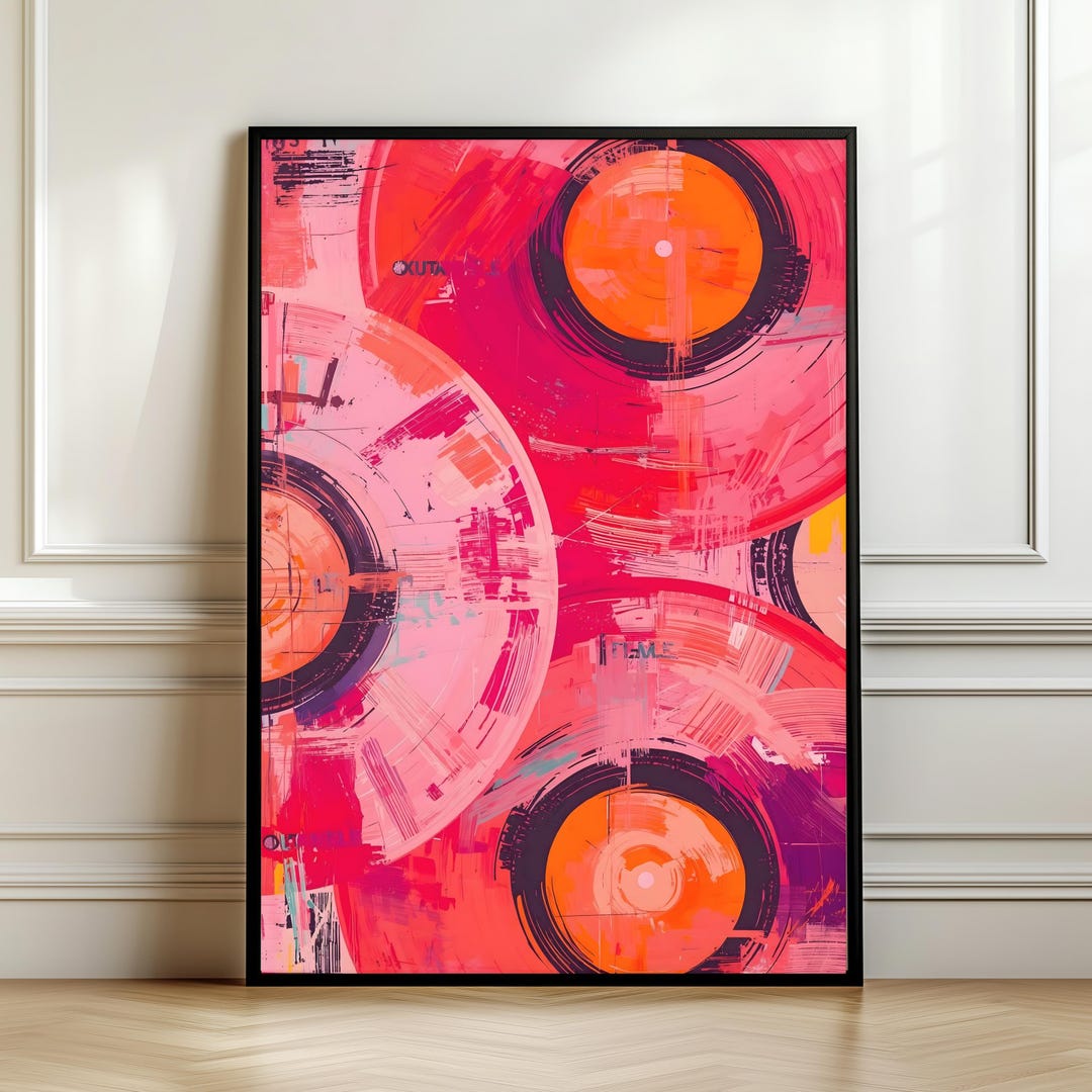 Pink, Orange, Red Vinyl Record Wall Art Pop Art Decor Vinyl Record