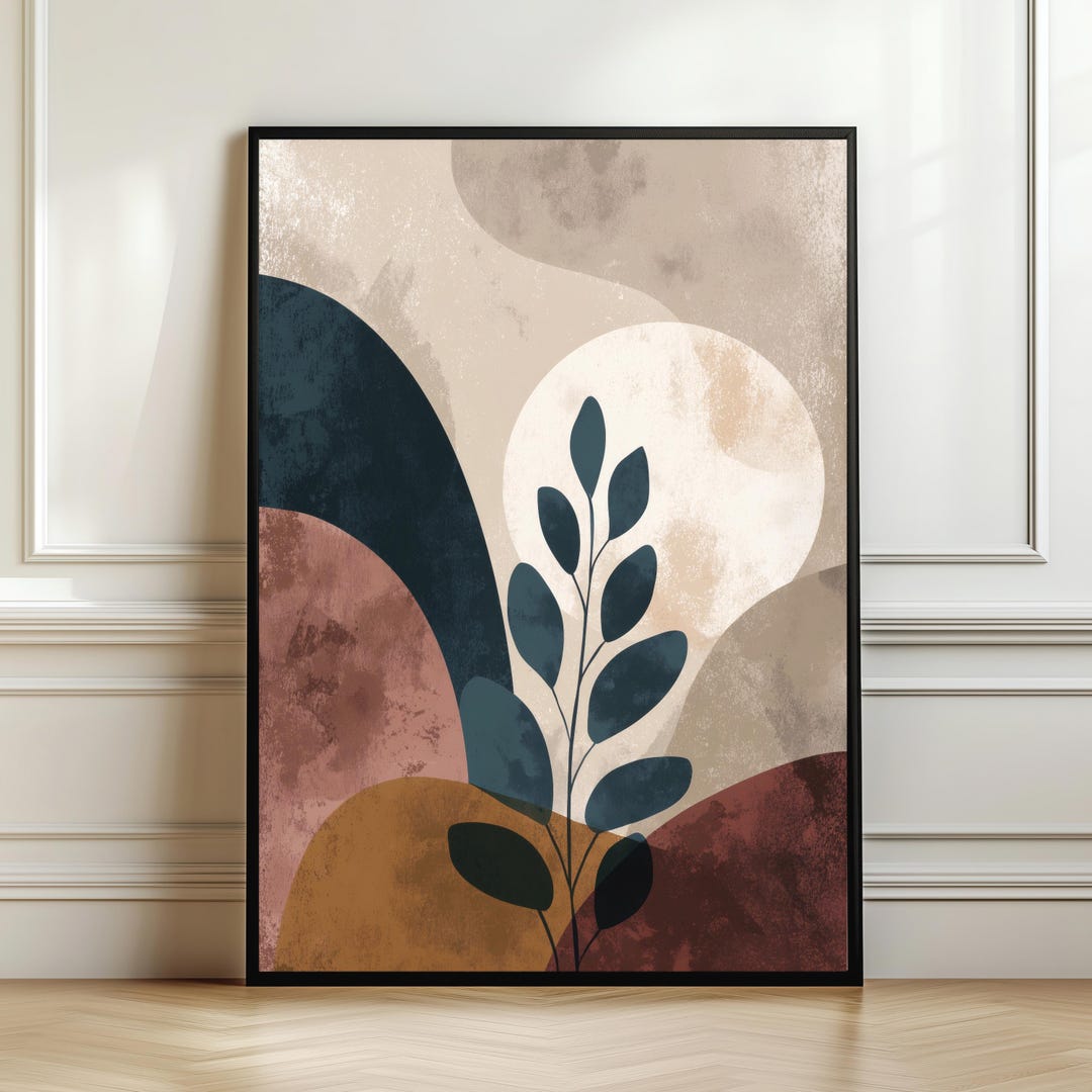 Abstract Leaf Wall Art – Modern Boho Botanical Print, Neutral Earth ...