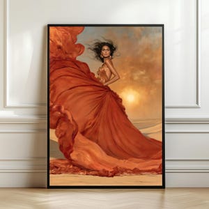 lady in orange dress painting Weill Paris black shift dress