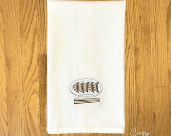 Embroidered Gyoza Tea Towel: Dumpling, Asian Food, Kitchen Decor, Hostess, Shower, Wedding, Artisan, Kawaii