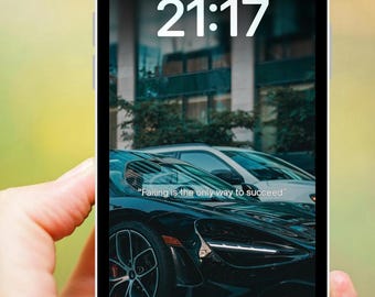 Fondo de pantalla inspirador para iPhone con temática de coches / Frase motivacional (Descarga digital)