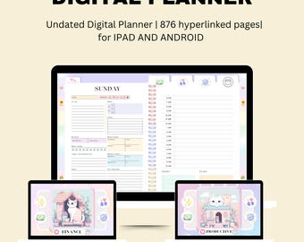Digital Planner Undated, iPad & Android Planner, GoodNotes Calendar, Daily Weekly Monthly Journal with Stickers, iPad Planner for 2025 2026