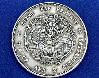 Kiang Nan-provinsens silvermynt, replika - Vintage kinesiskt samlarmynt i Qingdynasti-stil - Icke-monetär kopia
