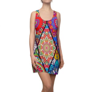 Vibrant Racerback Dress: Bohemian Style Summer Casual Wear
