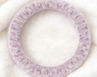 Funda de volante de visón de colores vivos / Funda de felpa para volante de coche / Funda antideslizante para volante / Accesorio universal para interior de coche